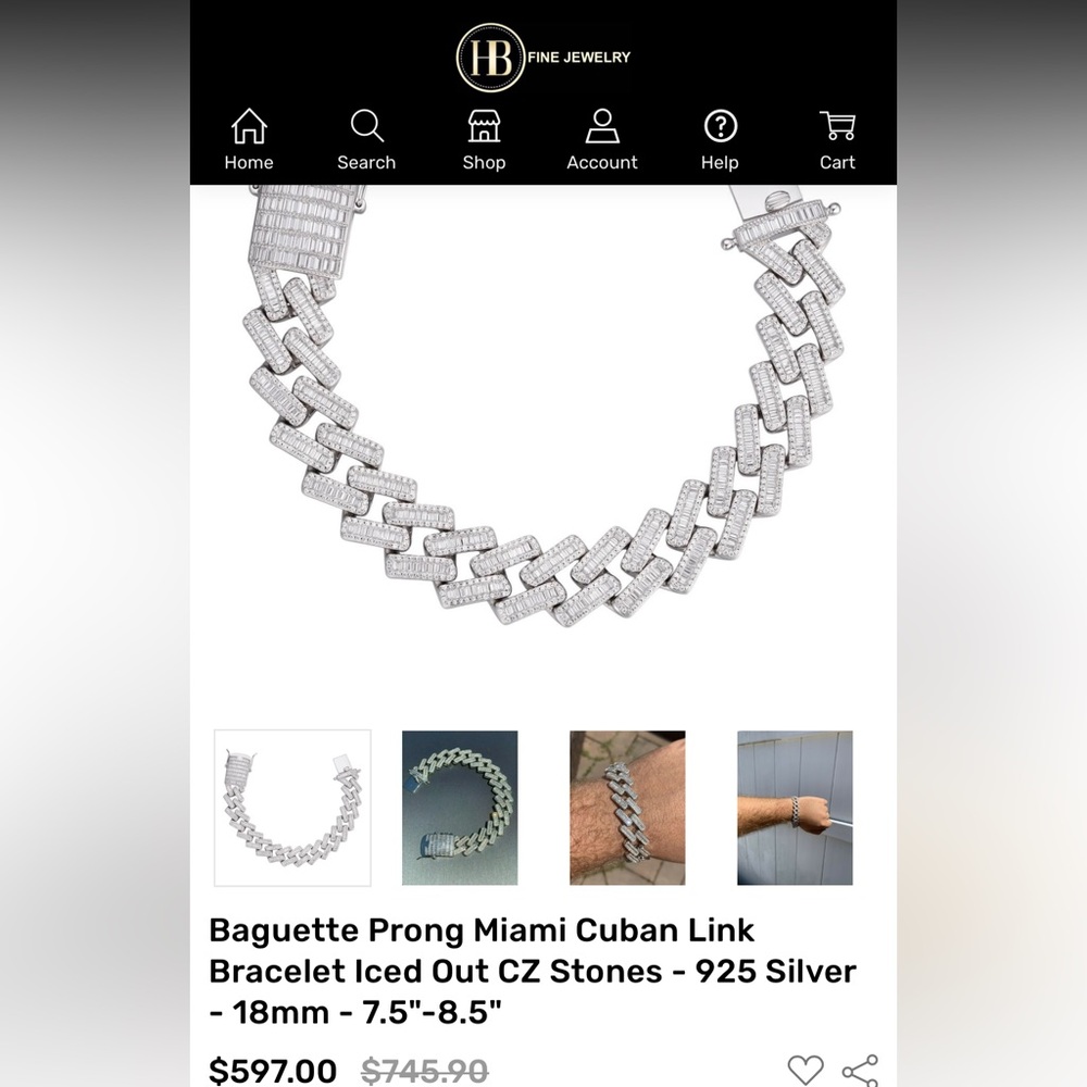 Harlem Bling Baguette Prong Bracelet